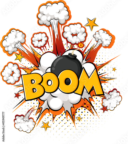 Comic speech bubble with boom text