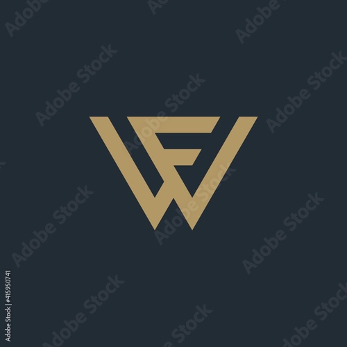 Elegant curve line vector logo type. WF FW letter logo design. Linear creative fancy monogram