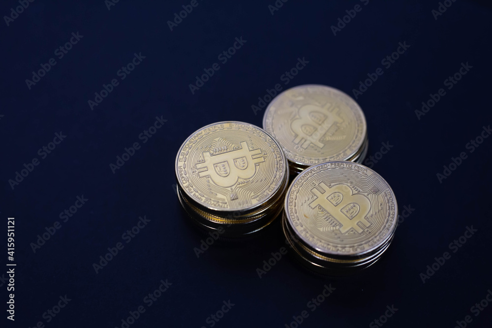 Bitcoins digital crypto currency golden coins