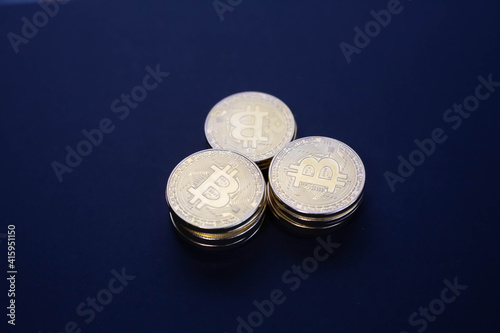 Bitcoins digital crypto currency golden coins