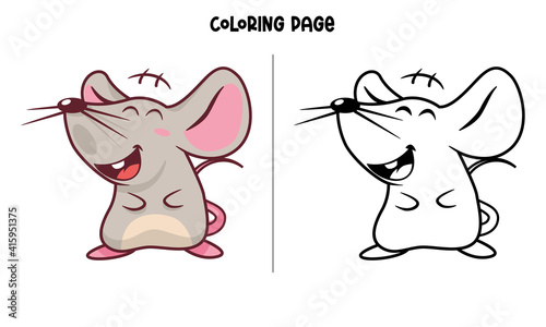 Laughing Mouse Coloring Page and Book