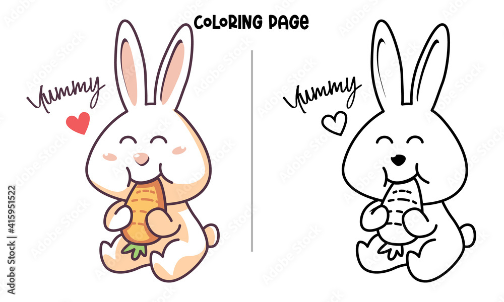 Rabbit Eating Carrot Coloring Page and Book Rabbit Eating Carrot Coloring Page and Book