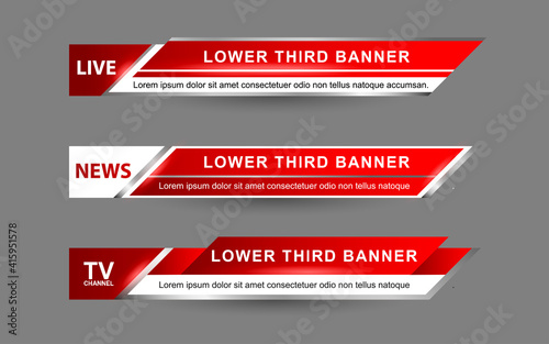 Set collection vector of Broadcast News Lower Thirds Template layout design banner for bar Headline news title, sport game in Television, Video and Media Channel