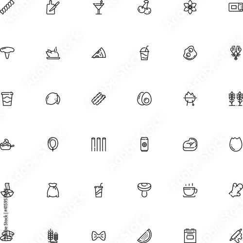 icon vector icon set such as: cooked, prediction, butchery, charcoal, liquor, furnace, pork, outdoor, slow, creative, roasted, take, bucatini, cream, yellow, officinalis, frankfurter, gluten, form