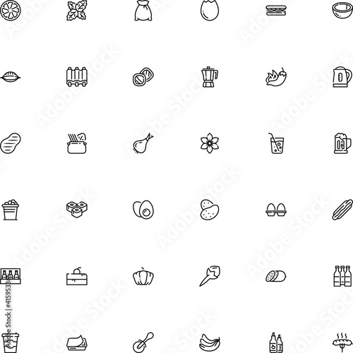 icon vector icon set such as: process, canned, mayonnaise, birthday, take, container, star, noodles, orange, stand, electric, drinking beer, strip, orechiette pasta shape, garden, cappuccino photo