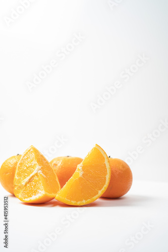 Oranges on the white background 