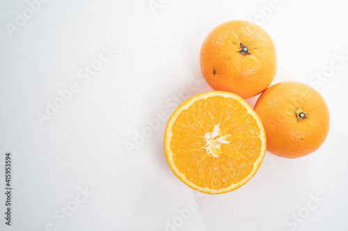 Oranges on the white background 