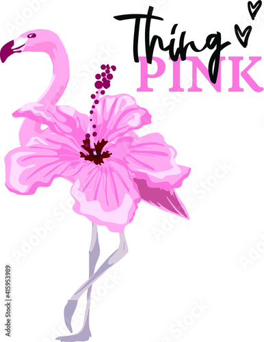 typography cute print with flamingo,  for clothes, banner, graphic tees, girls, women, child. hand written text . Creative girlish original design 