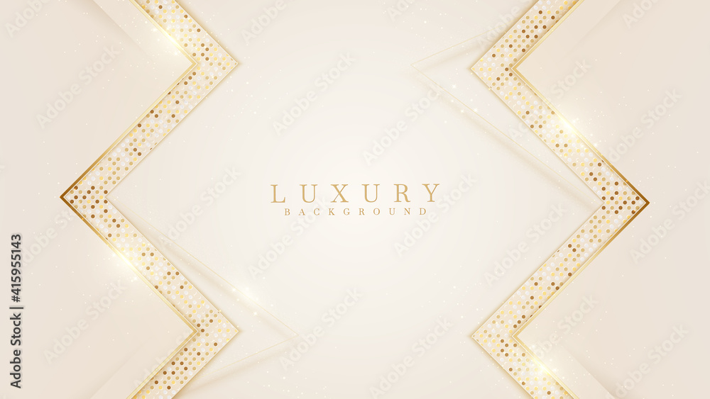 Elegant abstract background cream color with geometric triangle shape and line golden elements. Realistic luxury paper cut style 3d modern concept. vector illustration for design. Elegant abstract background cream color with geometric triangle shape and line golden elements. Realistic luxury paper cut style 3d modern concept. vector illustration for design.