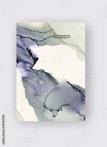 Alcohol ink vector texture banner. Fluid ink abstract background.