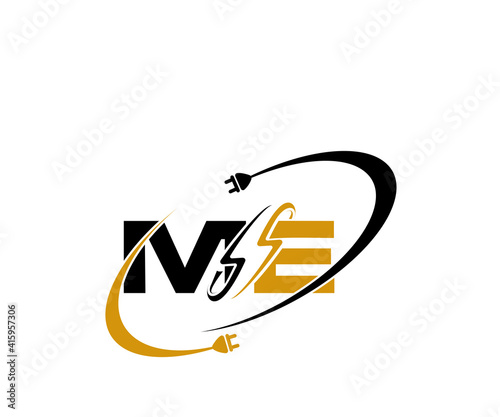 electrical letter m and e icon logo design template