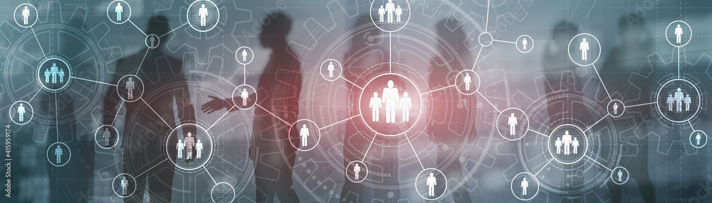 Fototapeta premium HR Mixed Media. Human Resources Employment Teamwork Business Conference Concept