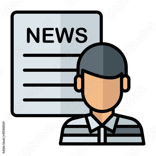 Criminal in Newspaper Concept, Most Wanted Poster Vector Color Icon Design, Law Firm and Legal institutions Stock illustration