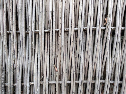 wooden wicker fence close up