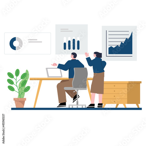 Data inform illustration concept Vector. discusses internet data, office work and country progress.