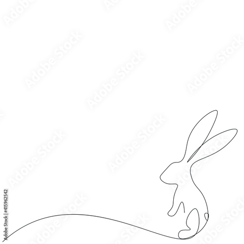 Easter bunny drawing on white background, vector illustration