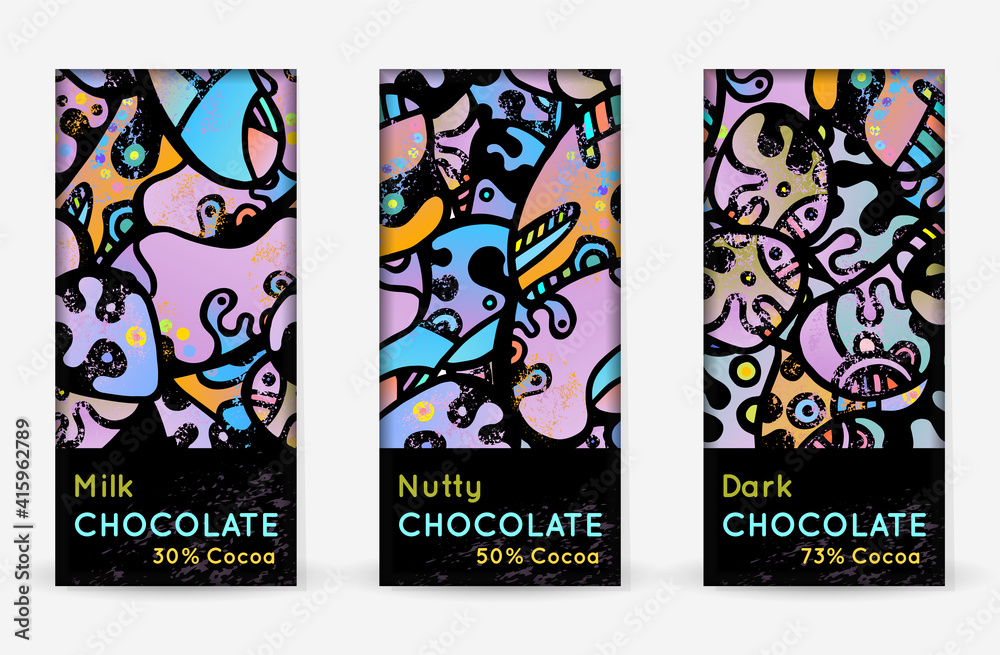 Chocolate Bar Packaging Set. Vector Template
