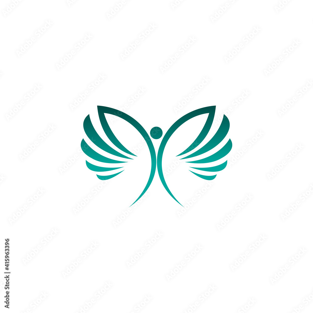 abstract people with wings logo concept  abstract people active sport logo