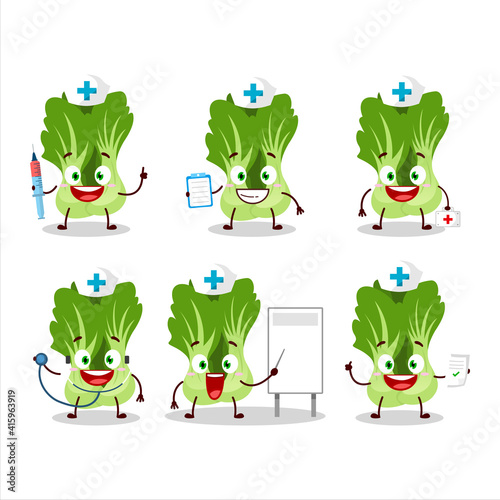 Doctor profession emoticon with bok choy cartoon character