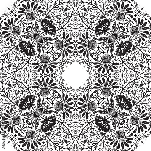 Fototapeta Naklejka Na Ścianę i Meble -  Tradition floral seamless pattern, damask vintage ornament. Royal victorian flourish wallpapper, luxury textile. Vector illustration.