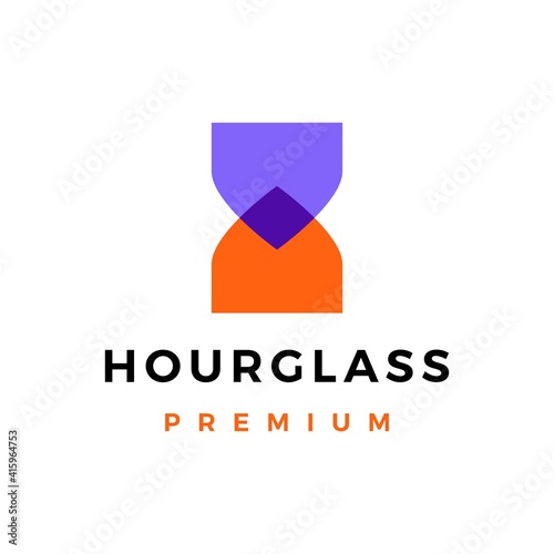 hourglass overlapping overlay color logo vector icon illustration