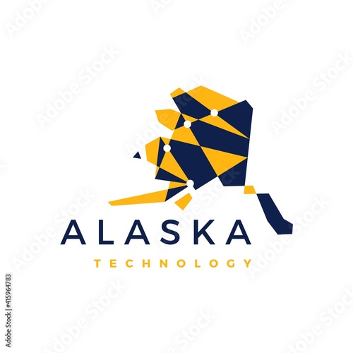 alaska technology connection geometric low poly logo vector icon illustration