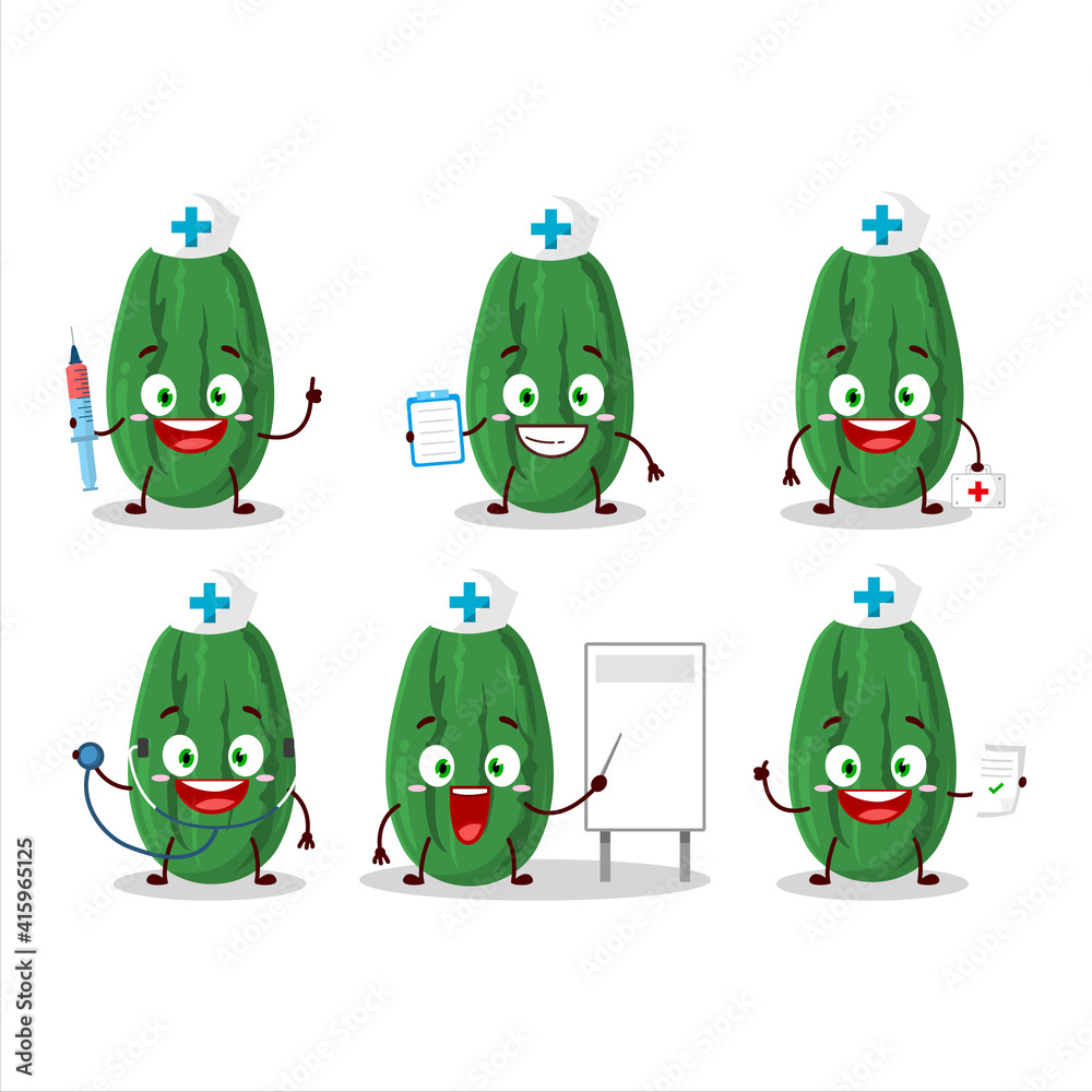 Doctor profession emoticon with cucumber cartoon character Doctor profession emoticon with cucumber cartoon character