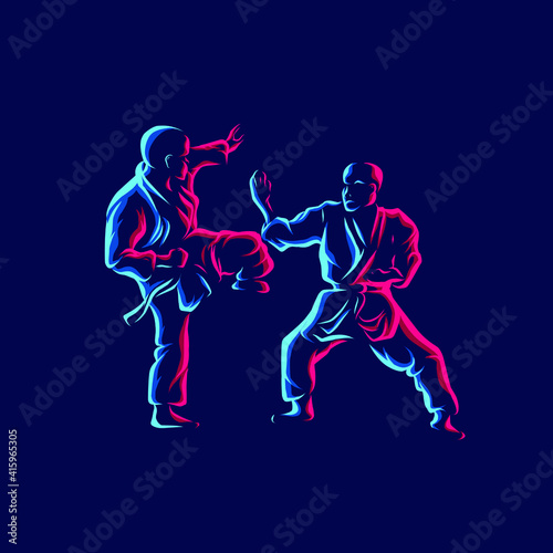 Fighting technique silhouette vector illustration. Modern and simple logo for karate judo and martial. Abstract vector illustration.