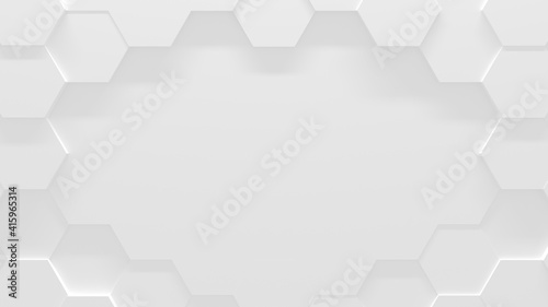 White Hexagon Background With Copy Space (3D Illustration)