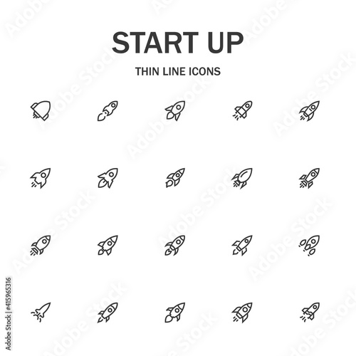 Start up line icon set.