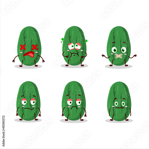 Cucumber cartoon in character with nope expression