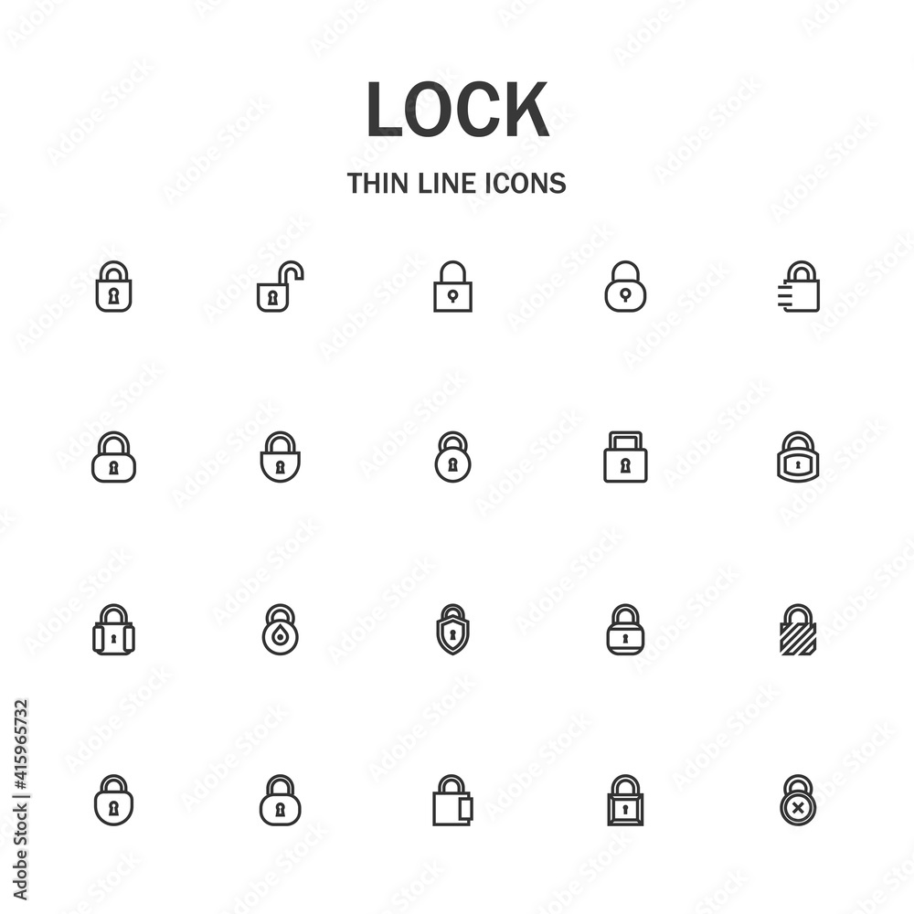 Lock line icon set. Lock line icon set.