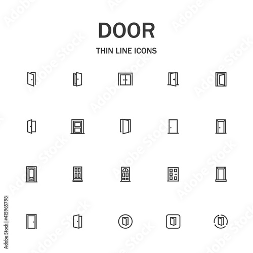 Door line icon set.