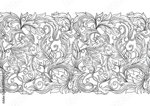 Seamless pattern, background In baroque, rococo, victorian, renaissance style. Trendy florar vintage pattern. Colored vector illustration