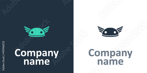 Logotype Helmet with wings icon isolated on white background. Greek god Hermes. Logo design template element. Vector.