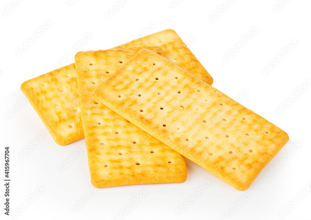 Cracker close-up isolated on white background. Cracker close-up isolated on white background.