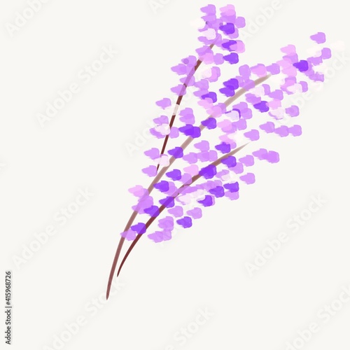 brown branch with lilac flowers