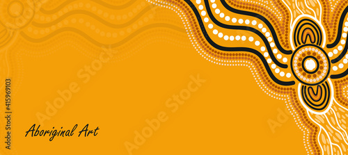 Yellow aboriginal art banner