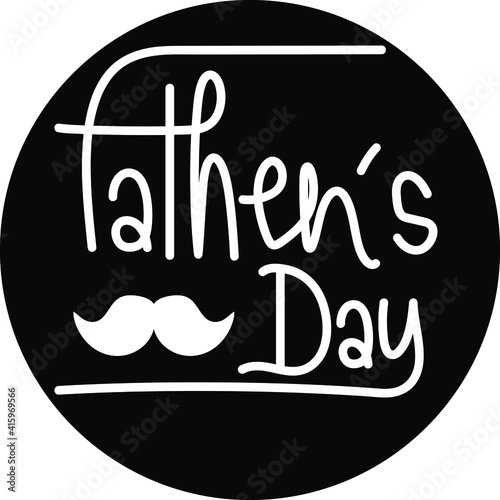Father's Day Typography Handwritten Inscription. Black and white background. Design for for Posters, Flyers, Invitations, Social Media, Prints, Greeting, Banner.  Vector illustration. 