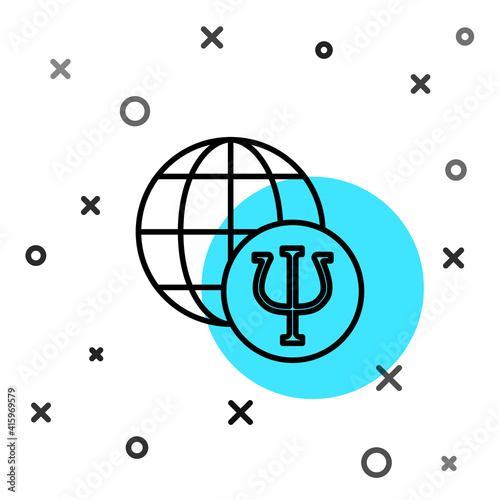 Black line Psychology icon isolated on white background. Psi symbol. Mental health concept, psychoanalysis analysis and psychotherapy. Random dynamic shapes. Vector.