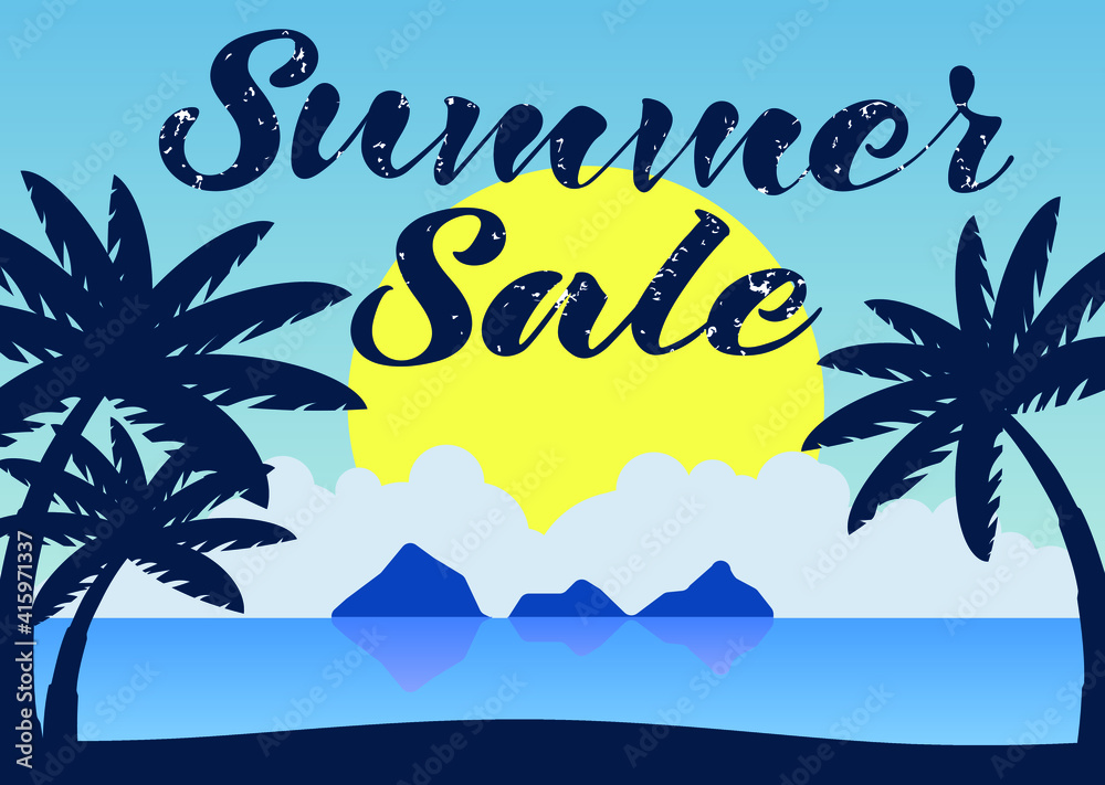 Obraz premium Summer sale over summer tropical background