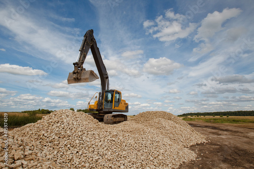 Crawler excavator during wo...