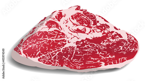 realistic rump meat. Cow pork steak grill food beef raw vector illustration