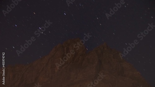 Starry timelapse of Piltriquitron Hill, El Bolson, Patagonia, Argentina, low wide shot photo