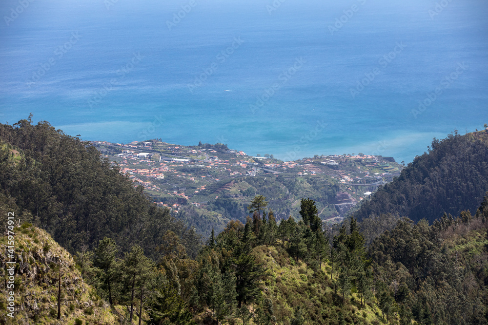 View of the Northern coastline of Madeira, Portugal,