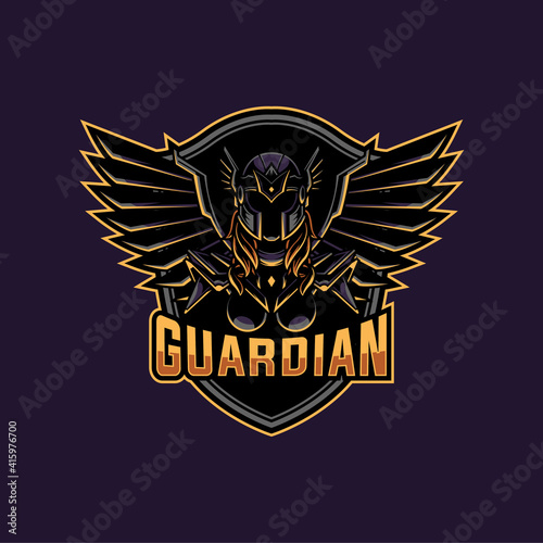 guardian angel warrior mascot and esport logo