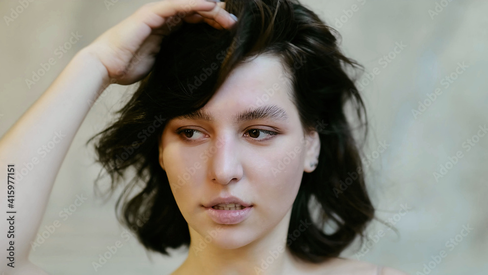Young girl looking away. Woman portrait natural beautiful casual beautiful people Young girl looking away. Woman portrait natural beautiful casual beautiful people