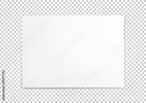 A4 paper sheet with realistic shadow isolated on transparent background. Vector EPS illustration.
