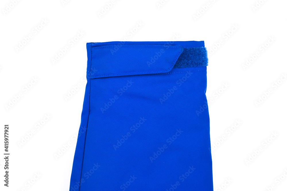 Blue jacket sleeve, isolated white background