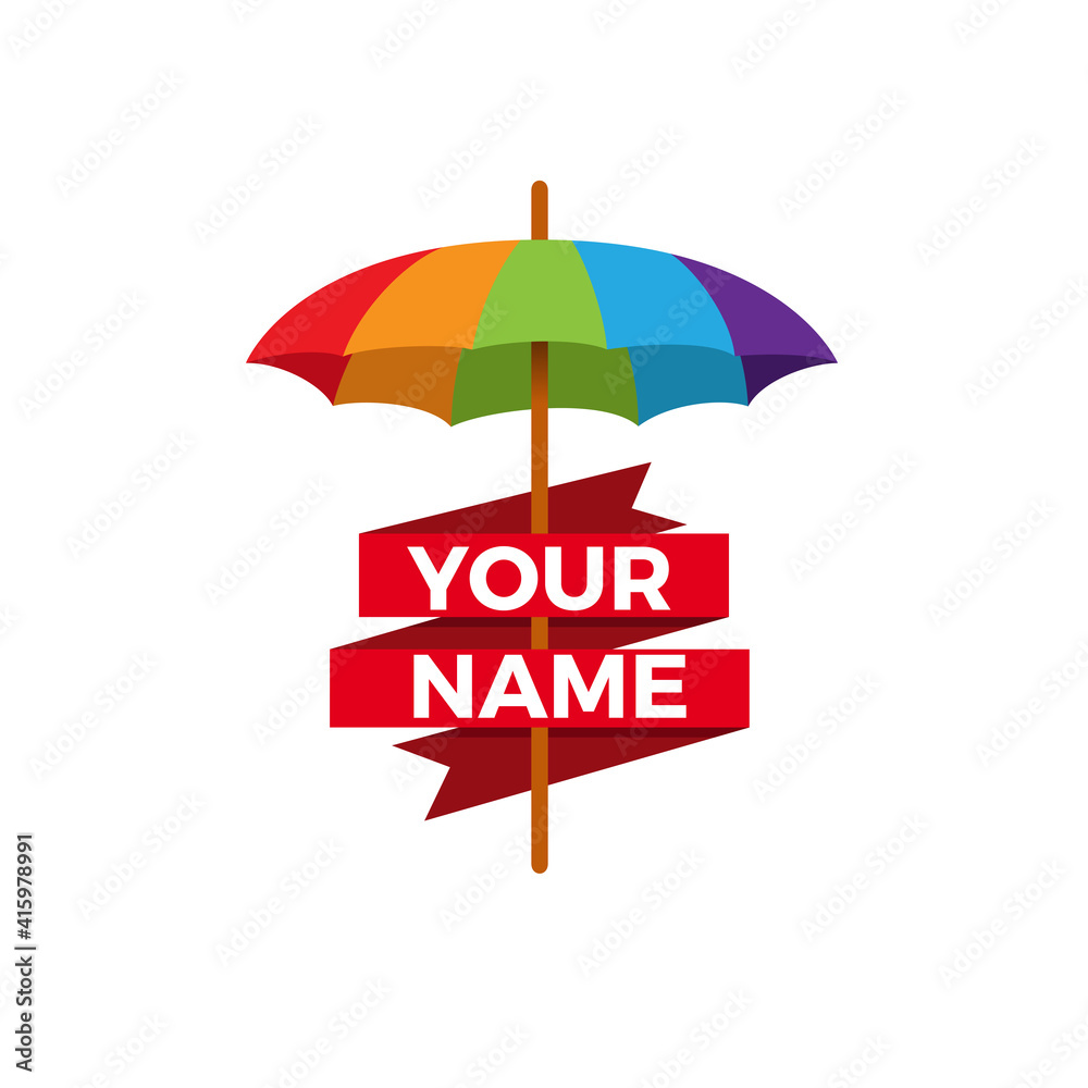 Vector abstract umbrella on the beach, summer concept